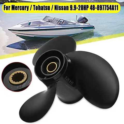 9,25x11 подвесной Пропеллер для Mercury/Tohatsu/Nissa 9,9-20 H P 48-897754A11 для Tohatsu/Nissa подвесной 9,9-20 H P 4-тактный - изображение