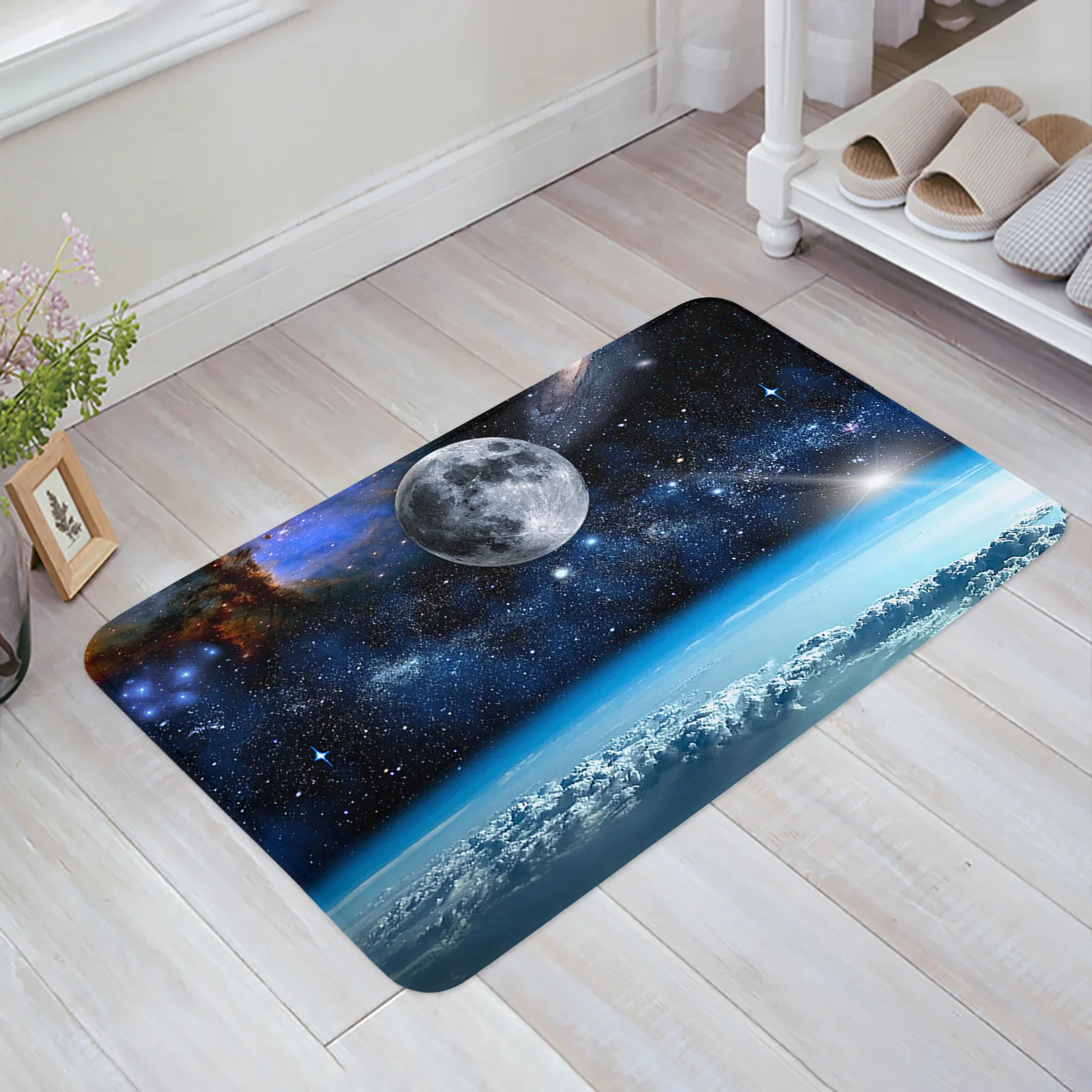 

Напольный коврик Universe Galaxy Moon, коврик для входной двери, коврик для гостиной, кухни, нескользящий ковер, коврик для ванной, домашний декор