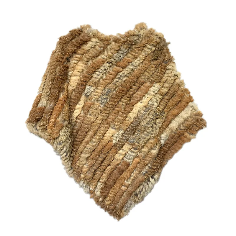 New Winter Solid Color Rabbit Fur Tassel Coat Women Fashion Warm Fur Coats Outerwear Fake Fur Shawl Knit Women Clothing