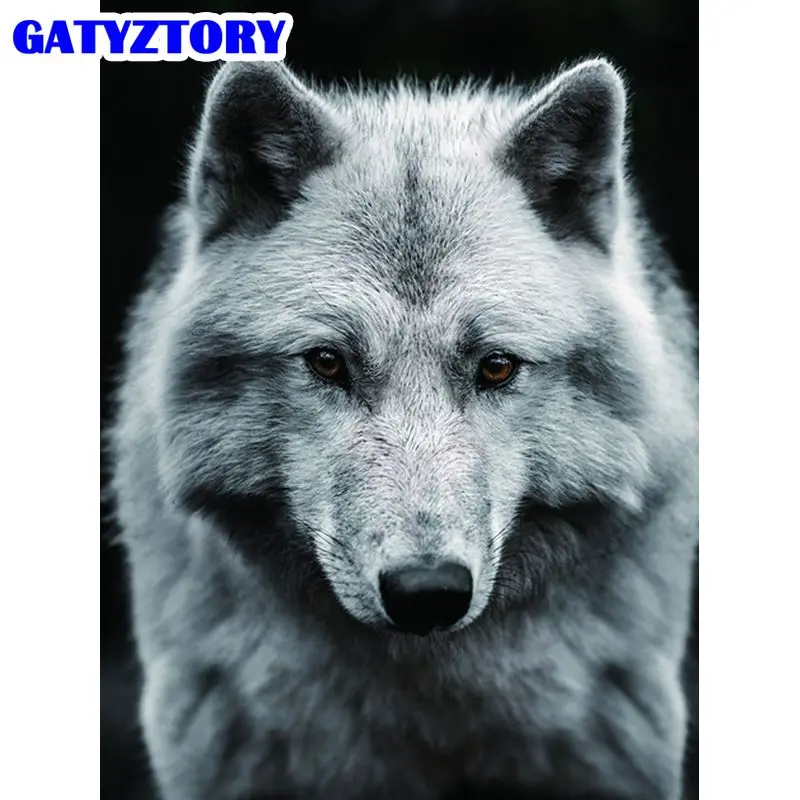

GATYZTORY 5d Diy Full Square / Round Diamond Painting Mosaic Animal Wolf Set For Embroidery Cross Decoration For Home 40x50cm