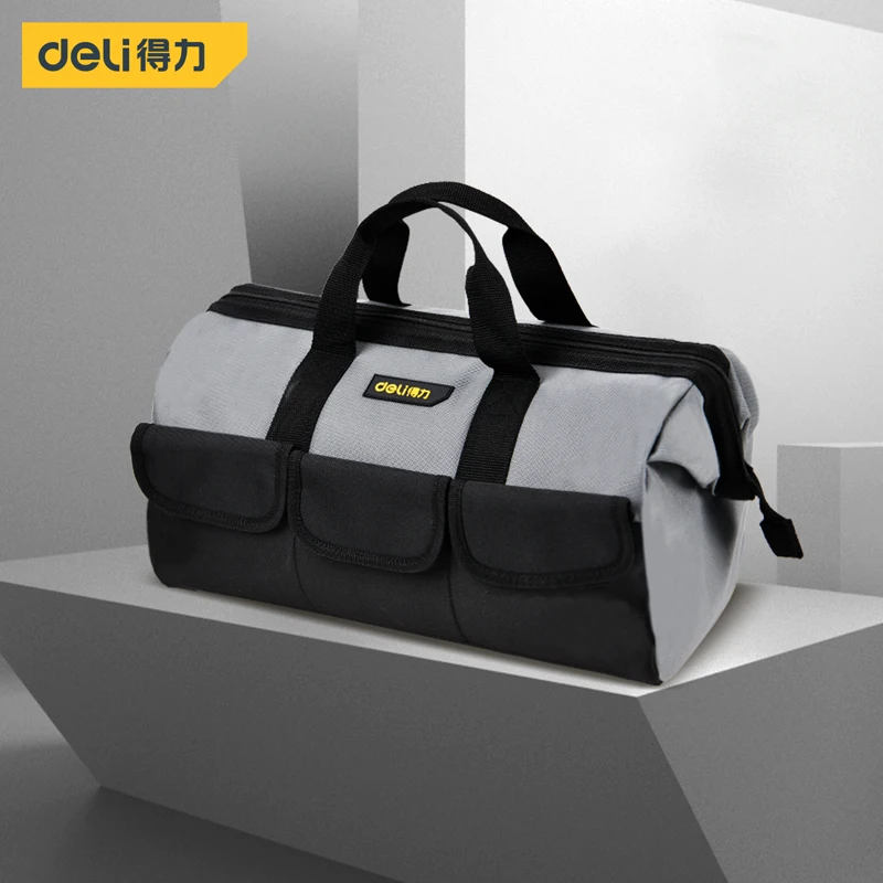 Deli 1Pcs 13/16/18 Inch Large Capacity Tool Bag Multi-pocket Waterproof Wear-Resistant Tool Handbag Electrician Portable Toolbag