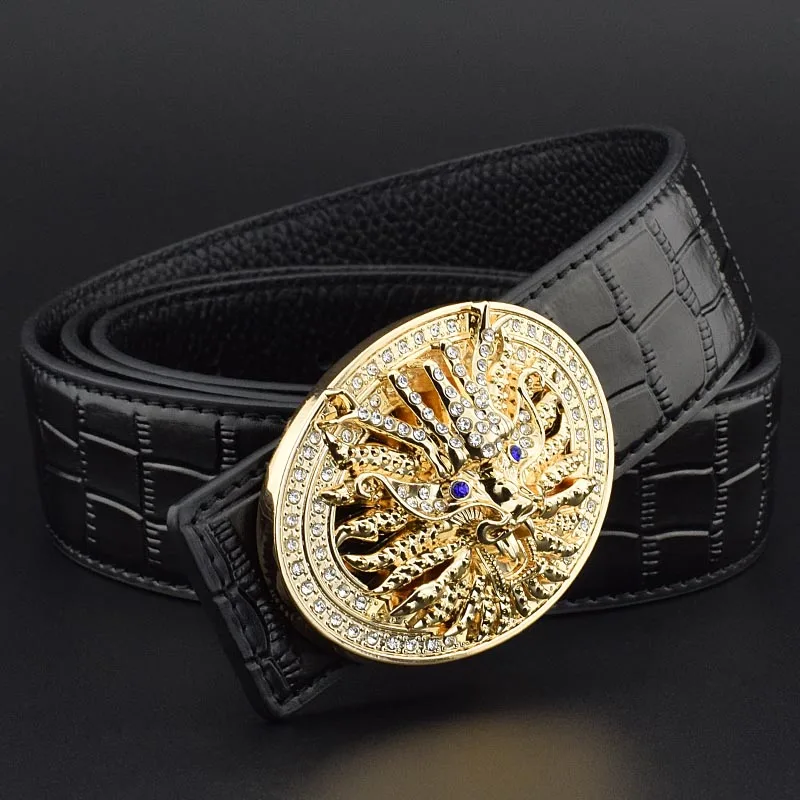 High Quality Dragon Belt Men Belt Leather Luxury Brand Fashion Gold Belt Ceinture Homme Casual Belt