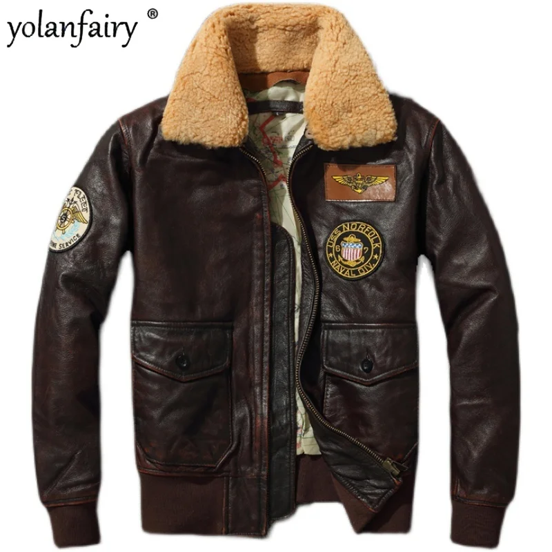 

2022 Winter Male Cowhide Leather Jacket Casual Vintage Leather Jacket Men Vintage Biker Lapel Slim Thick Plus Size Jacket sq31