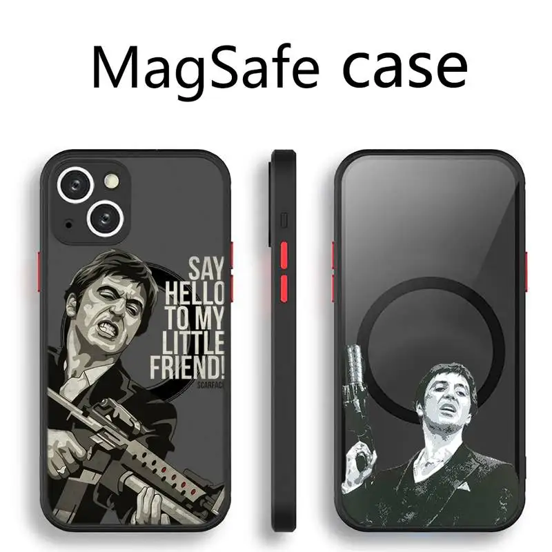 

Scarface 1983 film Al Pacino Phone Case Transparent Magsafe Magnetic Magnet For iPhone 13 12 11 Pro Max Mini Wireless Charging