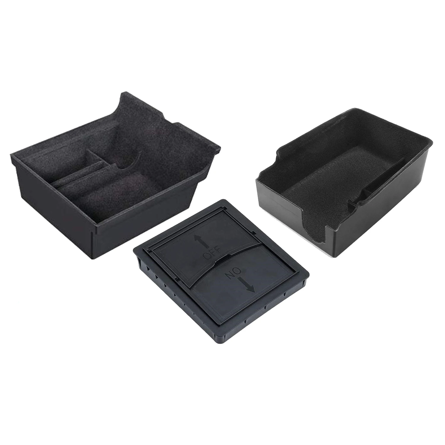 

3PCS Center Console Organizer Tray Fit for 2021 Model 3/Y Armrest Cubby Drawer Storage Box Accessories (Flocking)