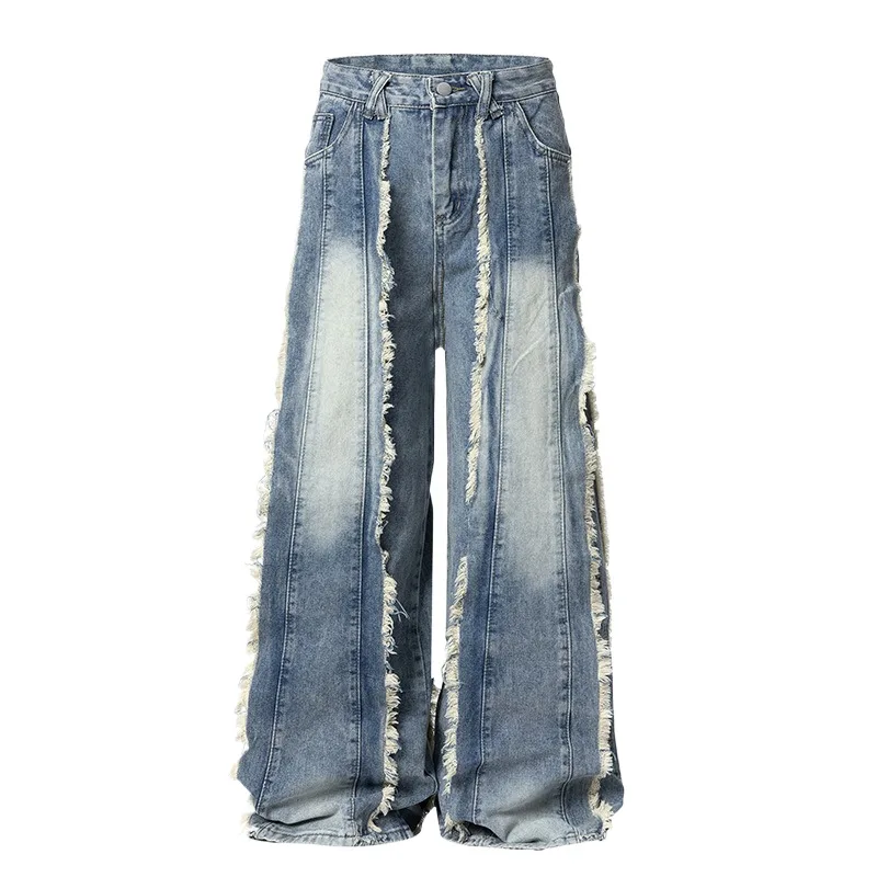 Мужские джинсы в стиле хип-хоп большого размера High Street уличная одежда свободный