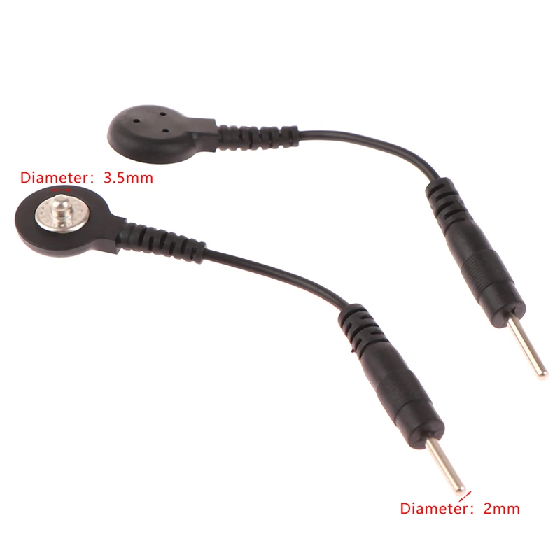 

2pcs Electrode Lead Wire Connecting Cables Plug 2.0mm Snap 3.5mm Male Connector Cable Use For Tens/EMS Massage Machine Device