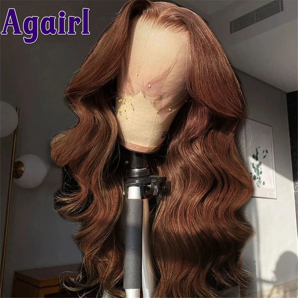 Body Wave 13x4 Lace Front Wig Red Brown Ginger Brown Colored Human Hair Wigs Brazilian Remy Preplucked Lace Frontal Wigs Agairl