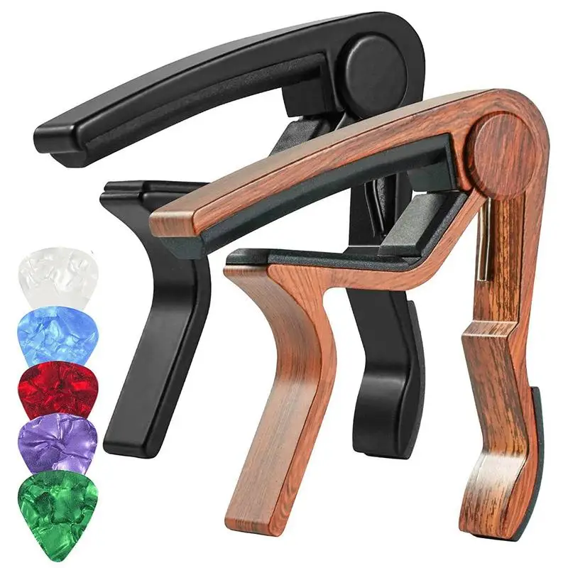 

Capo For Electric Guitar 2 Pieces Aluminum Alloy Capo Guitar Clamp With 5 Picks For Bass Acoustic And Electric Guitars