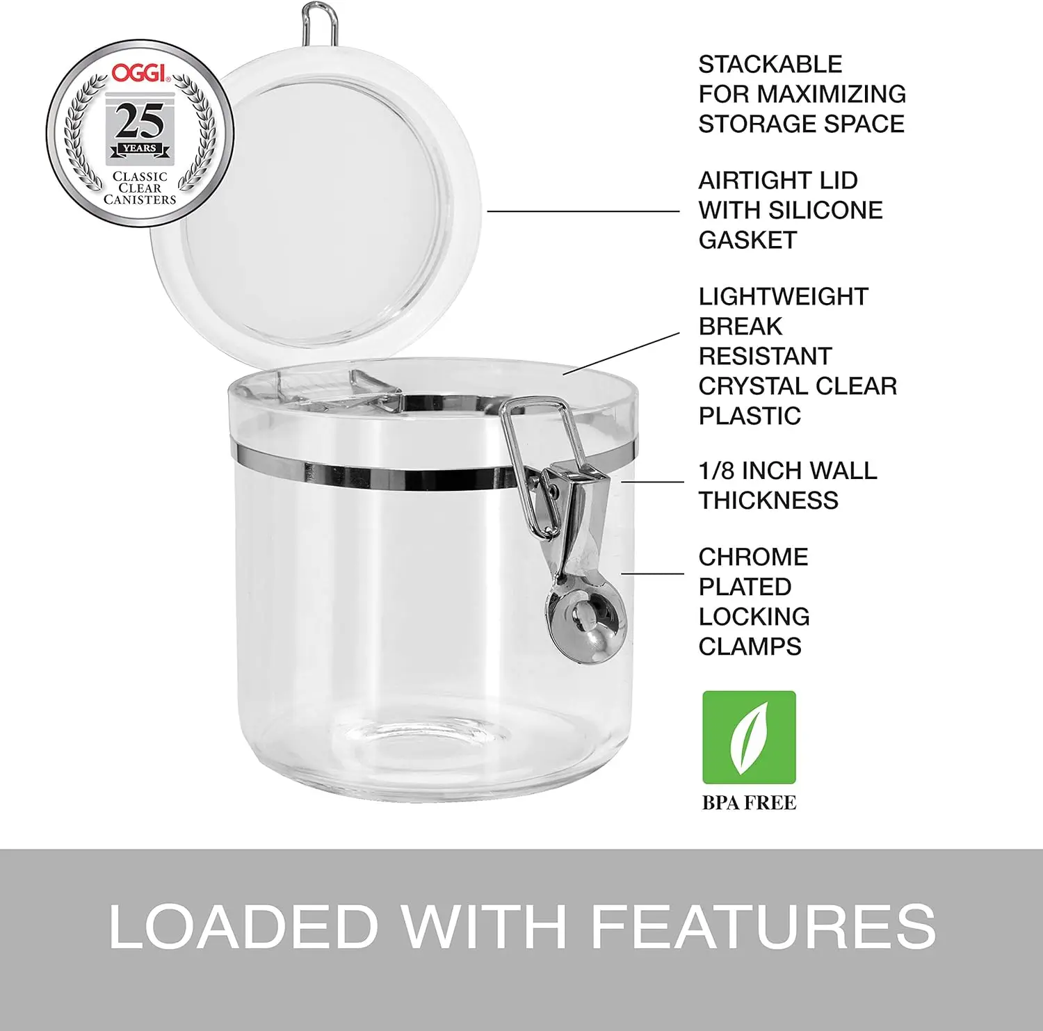 Набор прозрачных контейнеров с зажимными крышками (5 шт.) | Большой герметичный