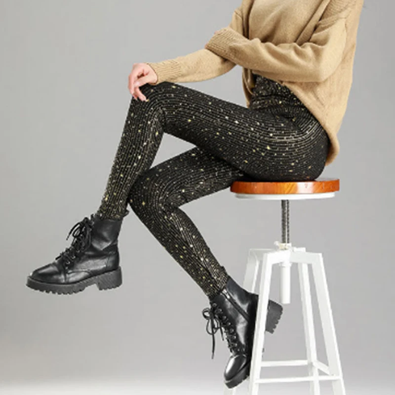 Легинсы женские вельветовые уличные тянущиеся с высокой талией принтом в виде