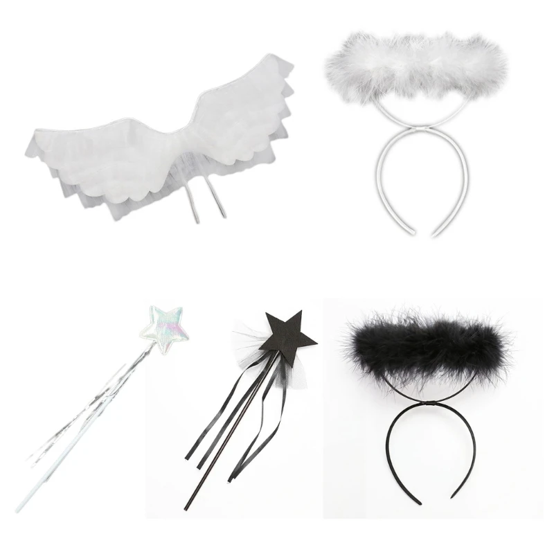 

Крылья Ангела гало волшебная палочка взрослые дети ангел костюм аксессуары на Хэллоуин, Рождество, сцену, реквизит для косплея