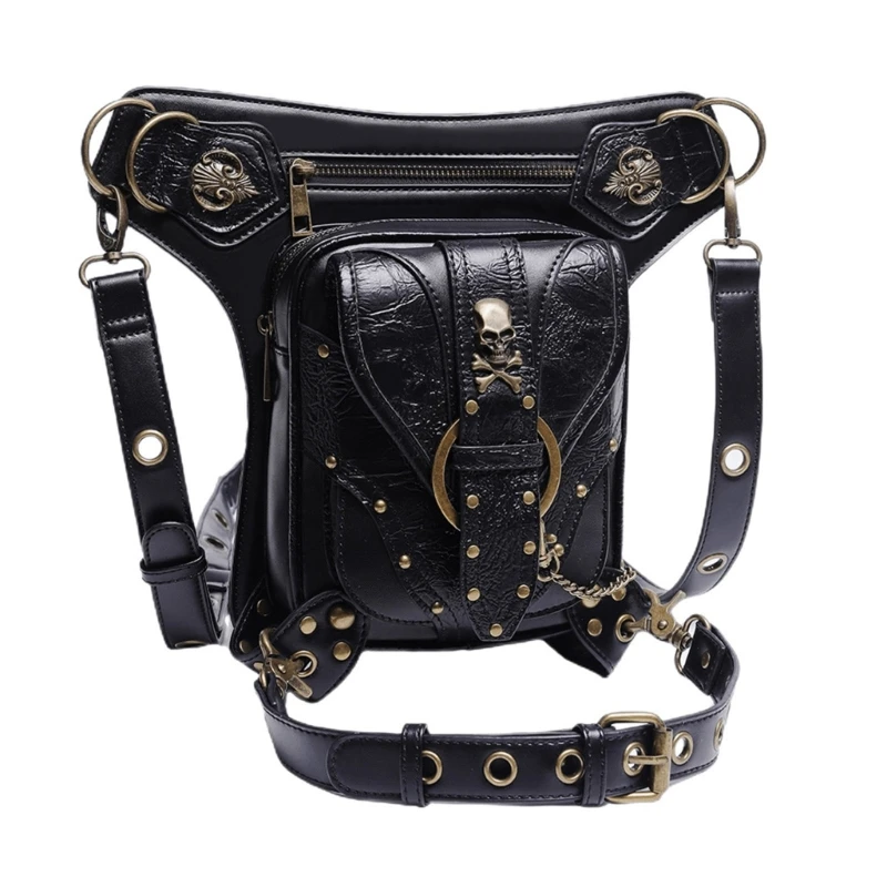 

New Steampunk Waist Bag Fanny Pack Fashion Gothic PU Shoulder Crossbody Messenger Bags Thigh Leg Hip Holster Purse