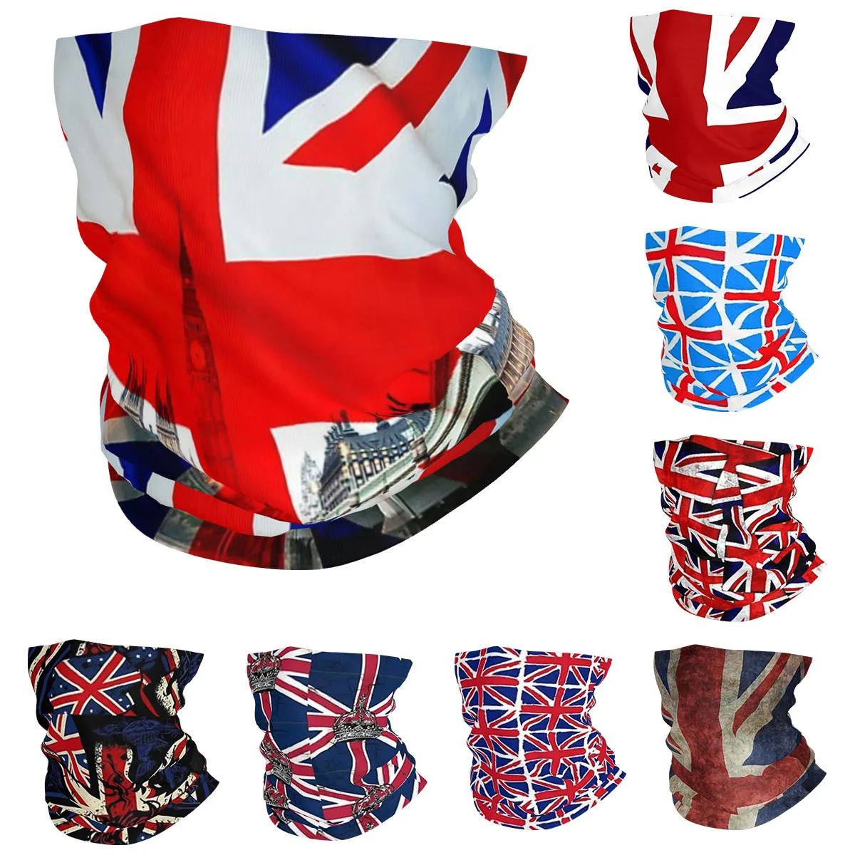 

Бандана на шею с британским флагом, шарф с принтом Великобритании и Великобритании, шарф-накидка, многофункциональная для езды на велосипеде, унисекс, для взрослых