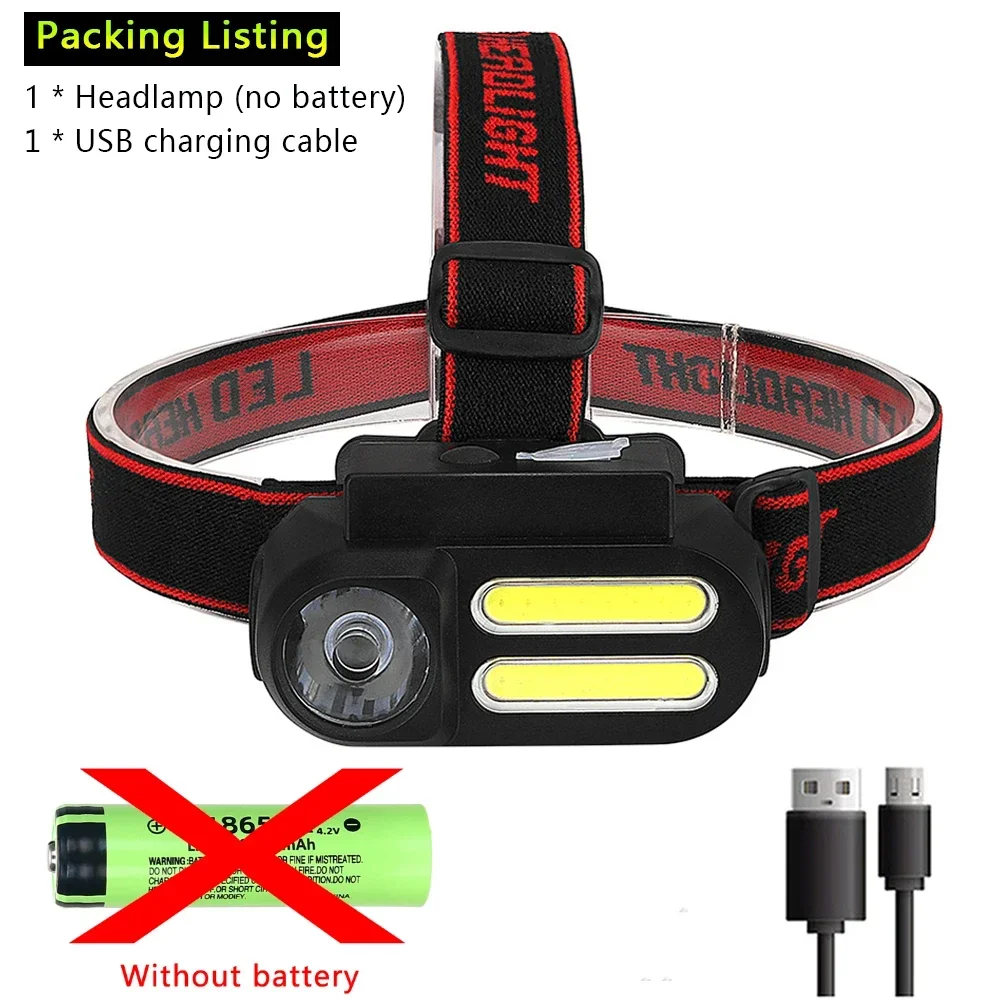 

Портативный налобный фонарь XPE+COB