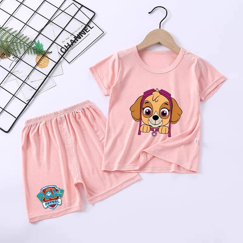 Фото Комплект пижамы Paw Patrols Loungewear Chase Skye, летняя домашняя одежда, пижама с героями мультфильмов, пижама Kawaii с короткими рукавами, подарки на день рождения №3