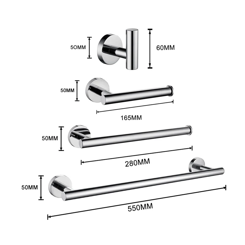 

Polished Chrome Stainless Steel Toilet Paper Holder Wall Hook Towel Holder Rack Wall Mounted Kitchen Bathroom WC Accessories