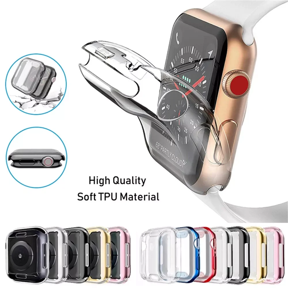 

360 Full Soft Clear TPU Screen Protector Case For IWatch Series 44MM 40MM 42MM 38MM Transparent Cover For IWatch 6/SE/5/4/3