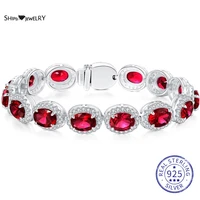 shipei vintage 925 sterling silver oval created moissanite ruby gemstone anniversary party charm bracelets bangle fine jewelry