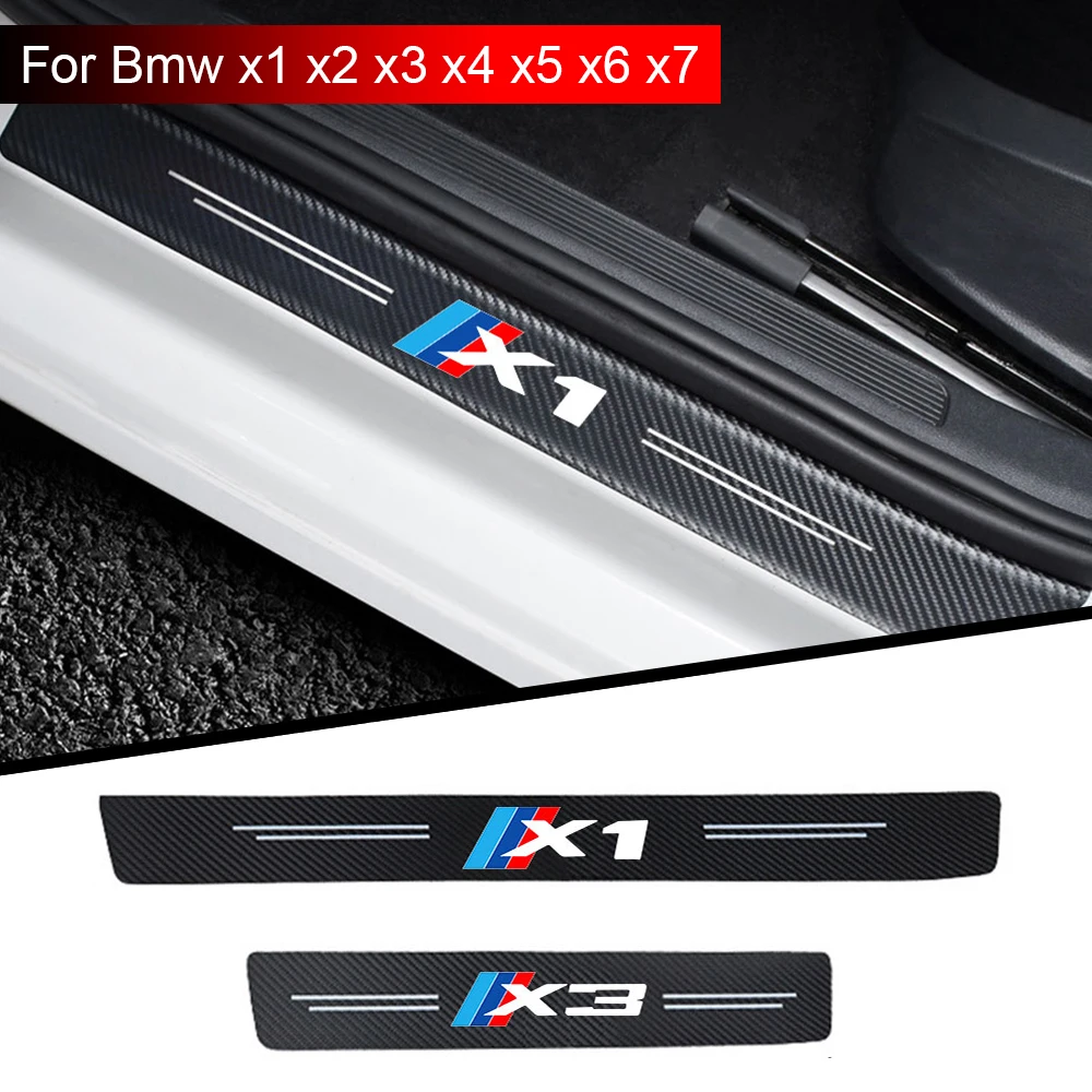 

4Pcs car Stickers Carbon leather Fiber Sill Plate Fiber For bmw x1 x3 x4 x5 x6 x7 e70 f25 f15 g01 x6 e71 e83 e84 e53 car styling