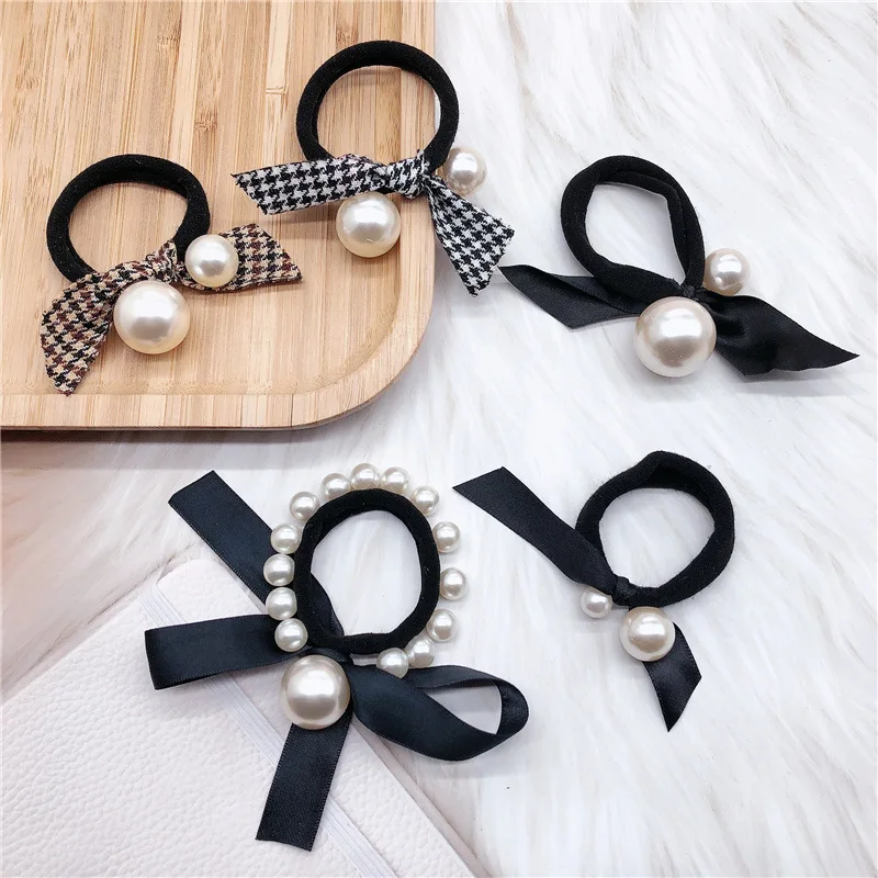 

2021 New Girl Headdress Hair Ring Simple Knotted Lattice Round Bead Rubber Band Hair Ties for Women Fashion Hair Accessories