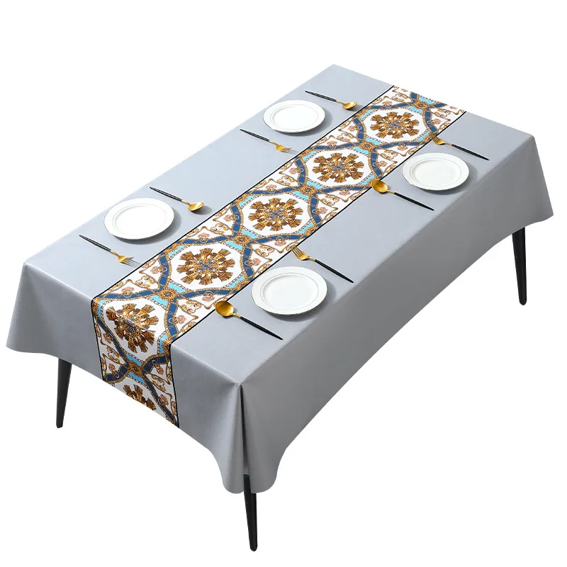 

2023 PVC tablecloth waterproof and oil disposable tablecloth national wind table cloth_Jes631