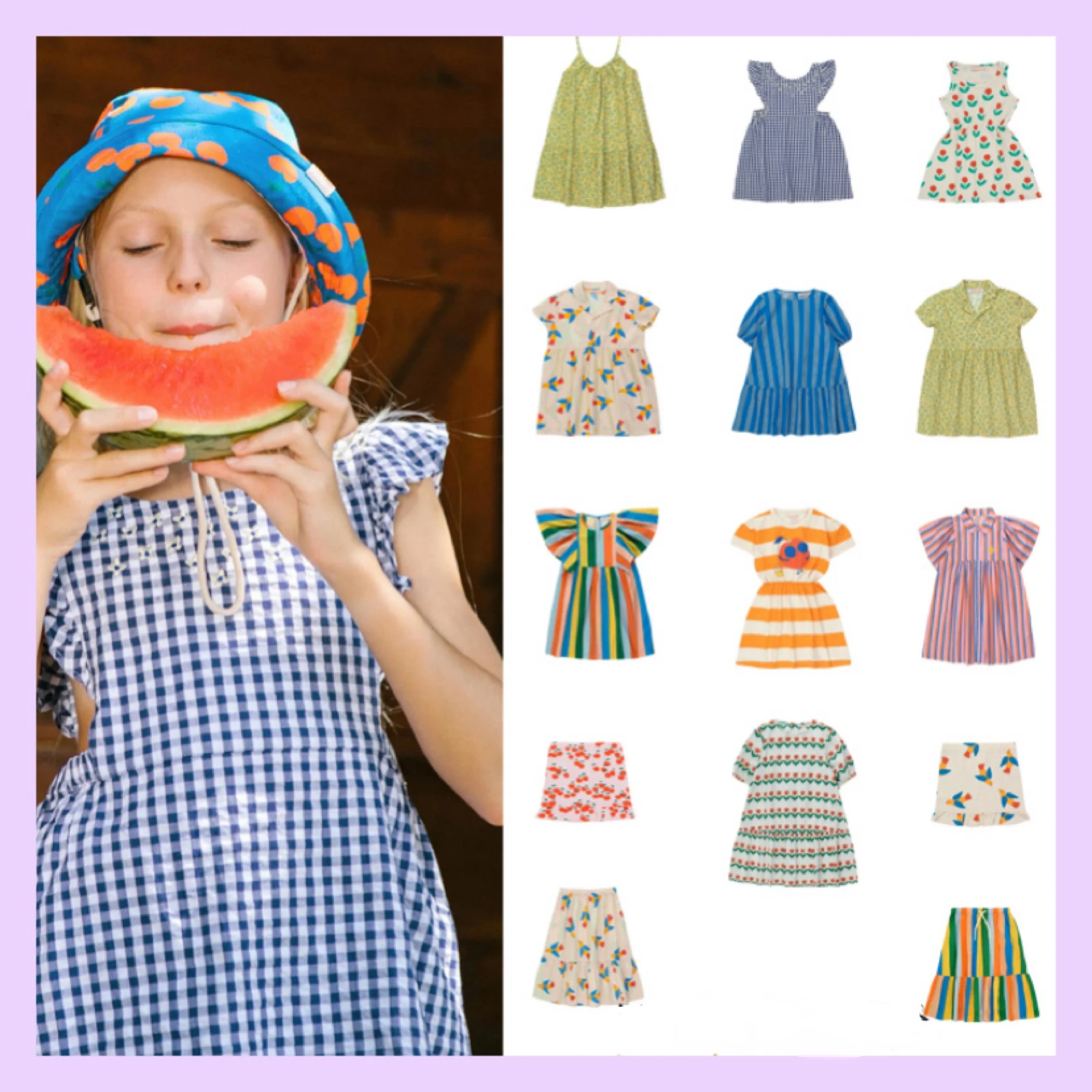 

2023 Summer TC Girls Print Dress Female Treasure Vest Skirt Striped Skirt Short Skirt [Presale]