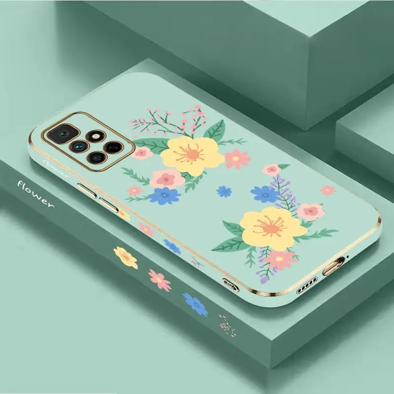 Warm Flowers Luxury Plating Phone Case For Xiaomi Redmi 10 10A 12C 9 10C 9T 9A A1 9C Cover