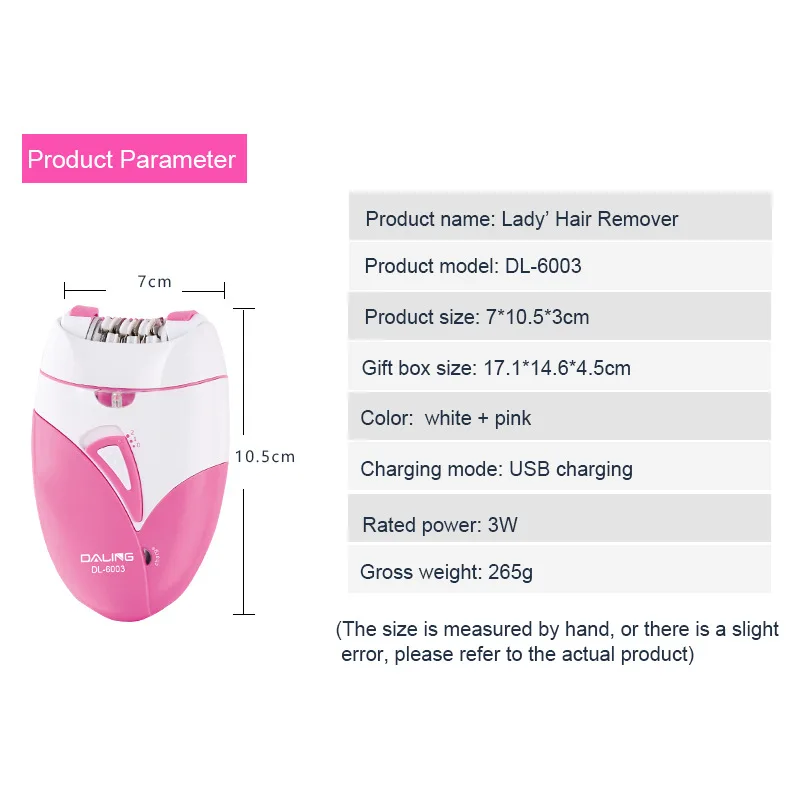 DALING-6003 эпилятор для женщин USB перезаряжаемая Бритва лица и тела триммер линий