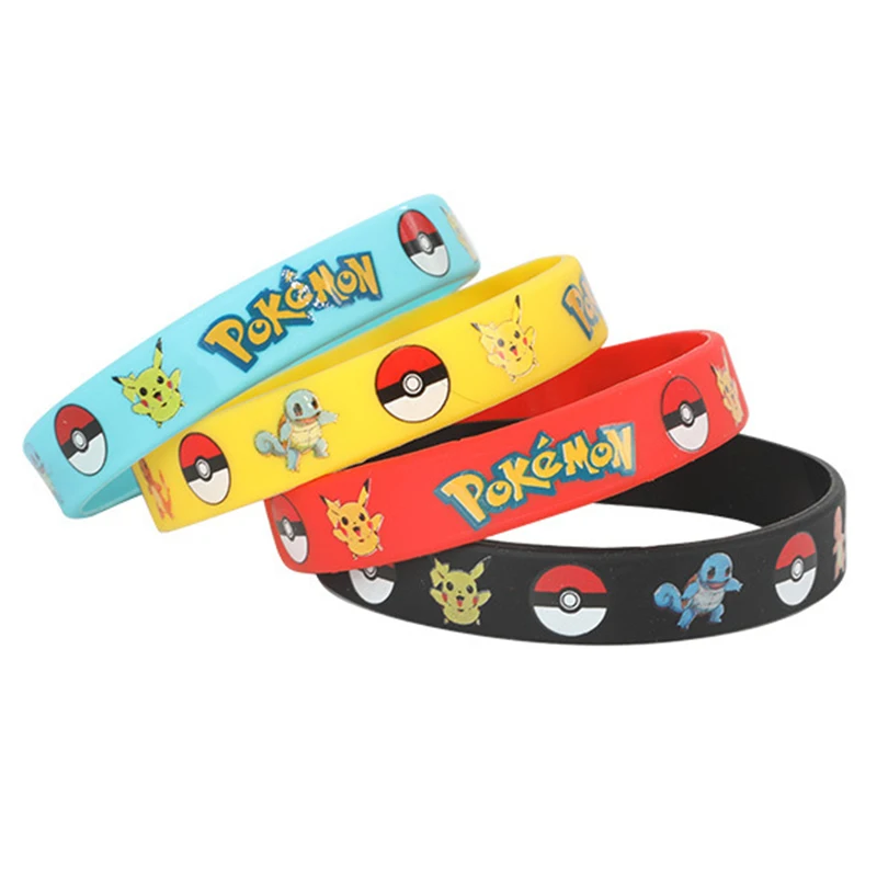 

Pokemon Silicone Bracelet Pocket Elf Pikachu Kids Cartoon Bracelet Children's Wristband Bracelet Cute Print Jewelry Party Gfts