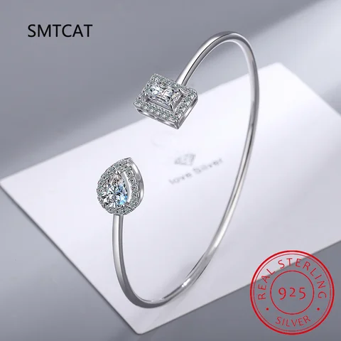 Серебряный браслет с моissanite SMTCAT  для женщин