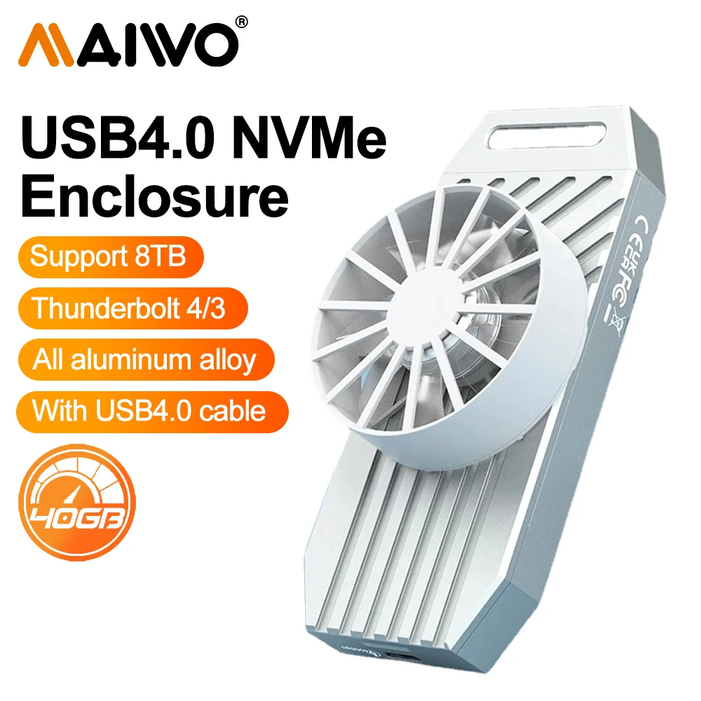 Корпус для SSD MAIWO USB4.0 40 Гбит/с M.2 NVMe корпус из алюминиевого сплава адаптер без