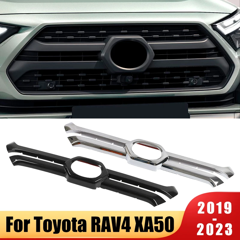 

For Toyota RAV4 RAV 4 2019 - 2021 2022 2023 XA50 Hybrid Front Grille Decorative Strips Trim Anti-Scratch Protection Car Styling