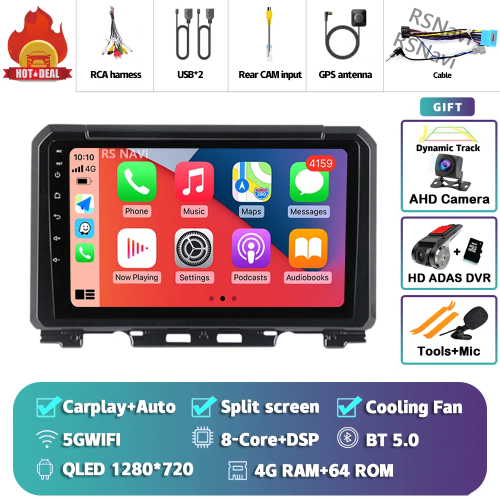 

Автомобильное радио Android 15 Carplay для Suzuki Jimny 2018 2019 2020, мультимедийный видеоплеер, GPS-навигация, DSP, 2Din, DVD, стерео, 4G