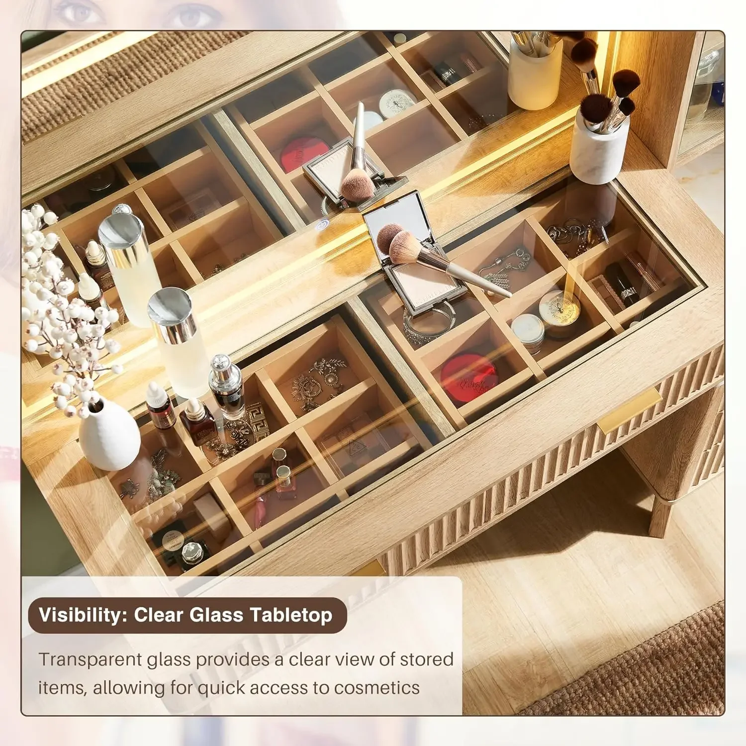 Туалетный столик для макияжа с большим зеркалом и подсветкой современный