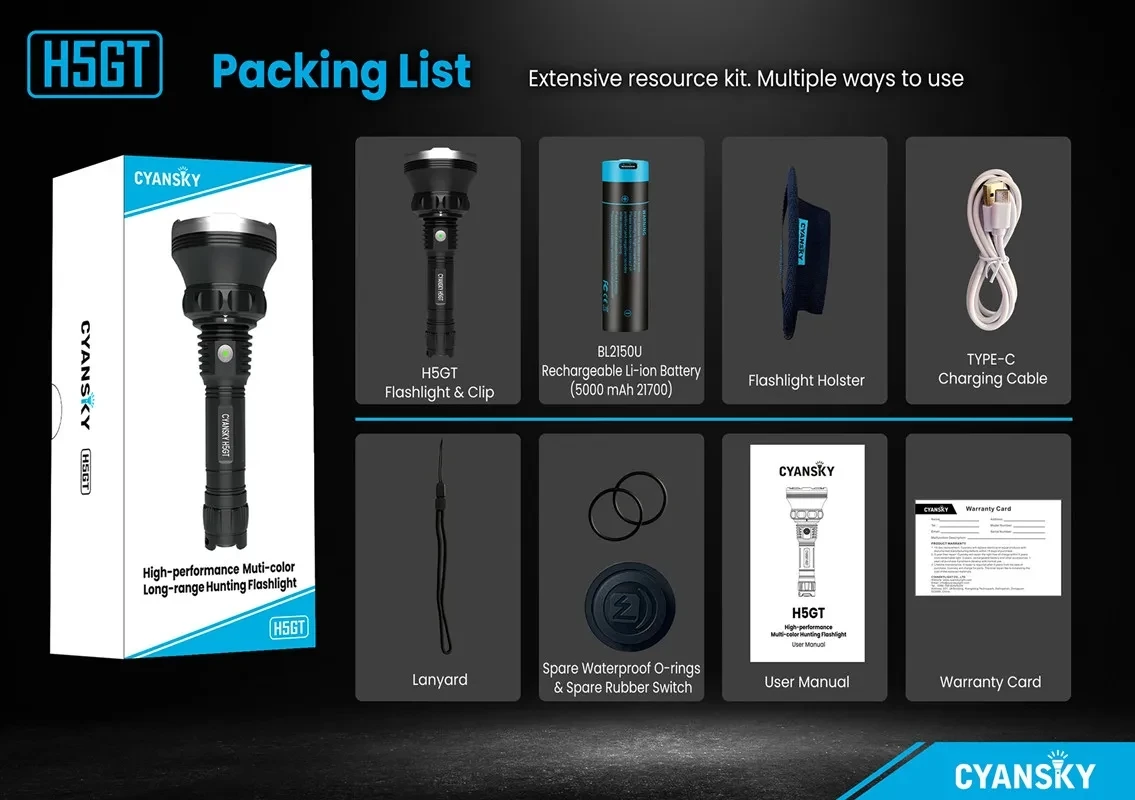 CYANSKY H5GT Многоцветный охотничий фонарик Зеленый фонарь для свиней Свет слежения