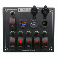 6 gang heat resistant car boat marine switch panel with usb voltmeter 5 pin onoff rocker switch