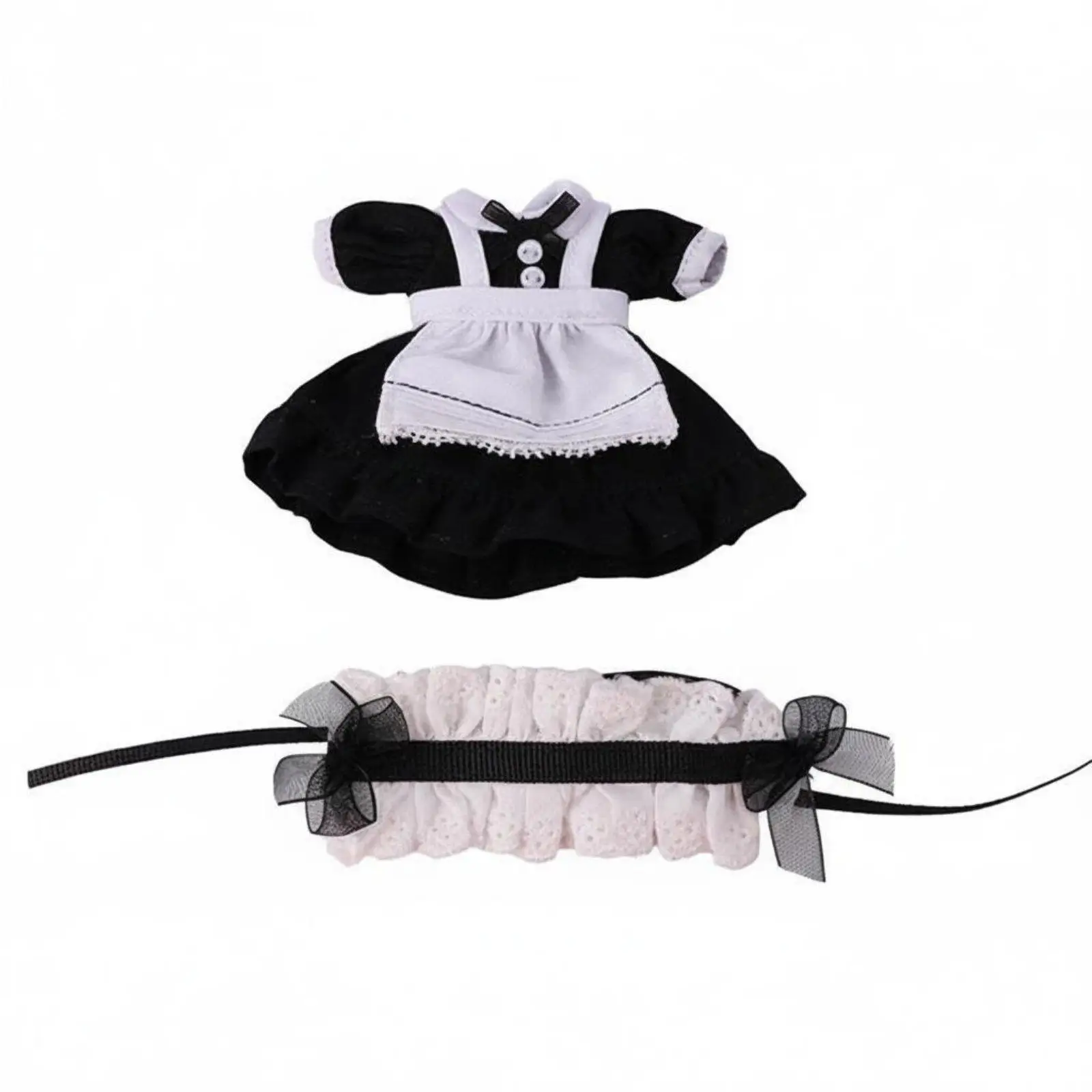 Фото Платье для куклы BJD с пышными рукавами, костюм горничной для шарнирных кукол OB11 1/12, одежда для коллекционеров №3