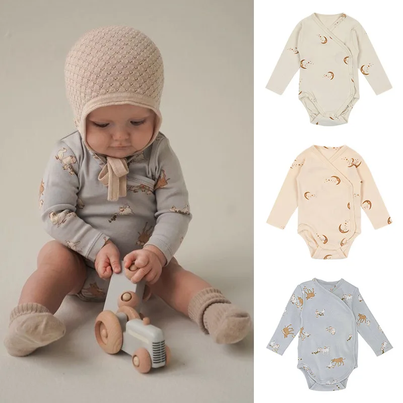 

Весеннее пальто с длинным рукавом для новорожденных, хлопковый цельный костюм для лазания в европейском и американском стиле