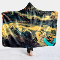 3d hooded blanket printed fleece blanket winter warm plush wearable throw blankets adults cloak hoodie art oil painting colorful