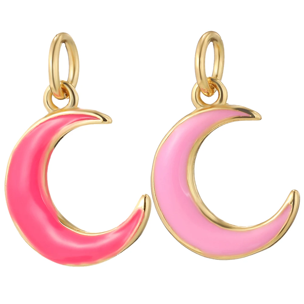 

Jewelry Making Chamrs Enamel Moon Charms Diy Earrings Necklace Bracelet Keychain Red Blue Gold Color Moon Charms for Jewelry