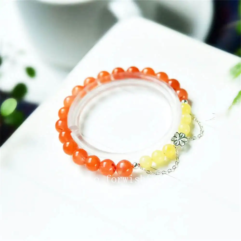 

About 7mm natural sichuan material nanhong with beeswax s925 sterling silver accessories