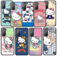 anime hellokitty cute girls for samsung galaxy s22 s21 s20 ultra plus pro s10 s9 s8 s7 s6 soft silicone black phone case coque