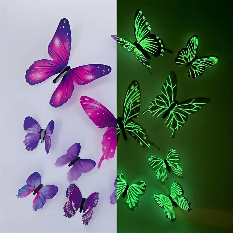 

12/24/36pcs 3D Luminous Butterfly Wall Stickers Glow In Dark Wallpaper Decor Home Kids Bedroom Living Room Fridge Wall Decals