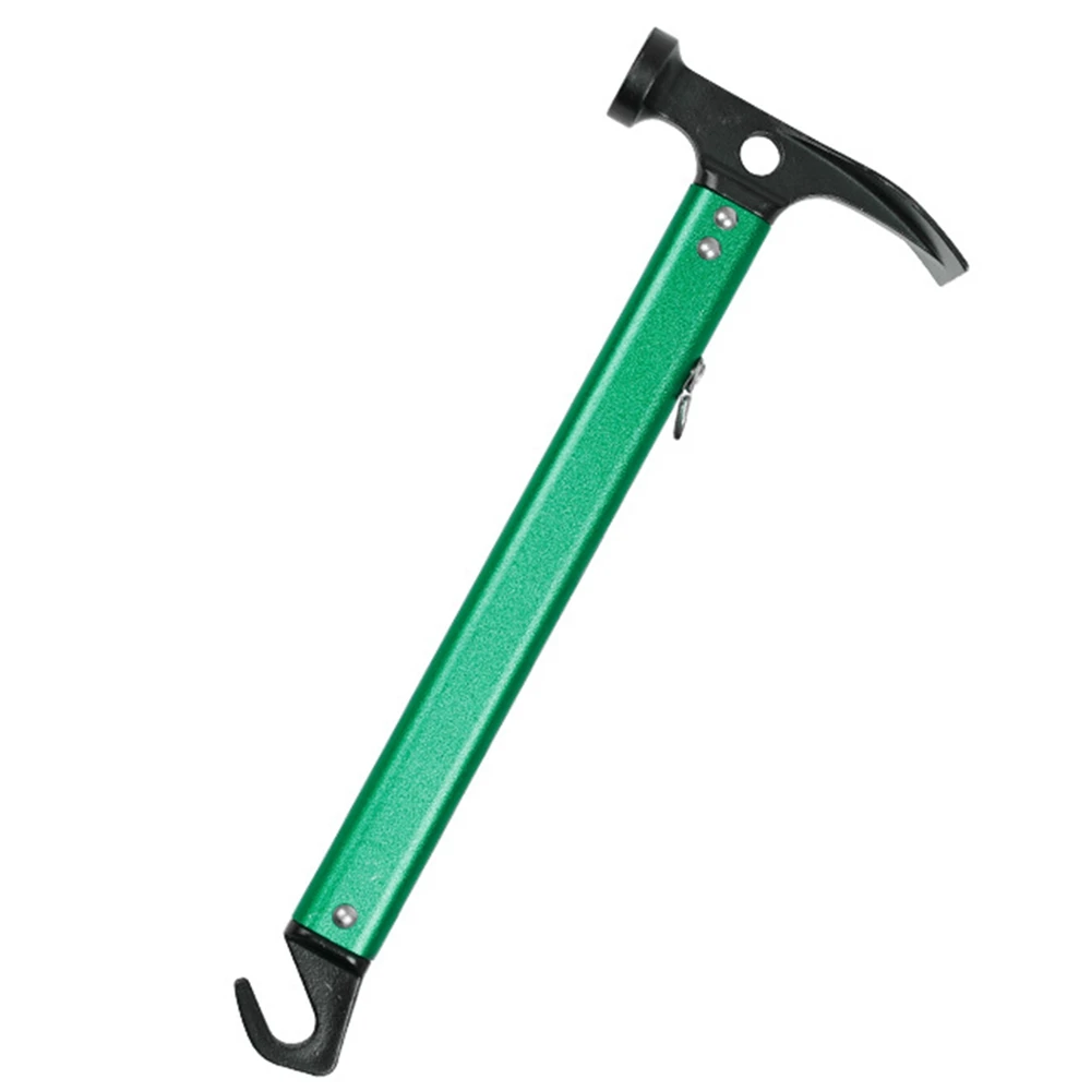 

Outdoor Camping Tent Peg Hammer Multifunctional Hiking Fishing Stakes Nail Puller Hammer ClimbingGreen