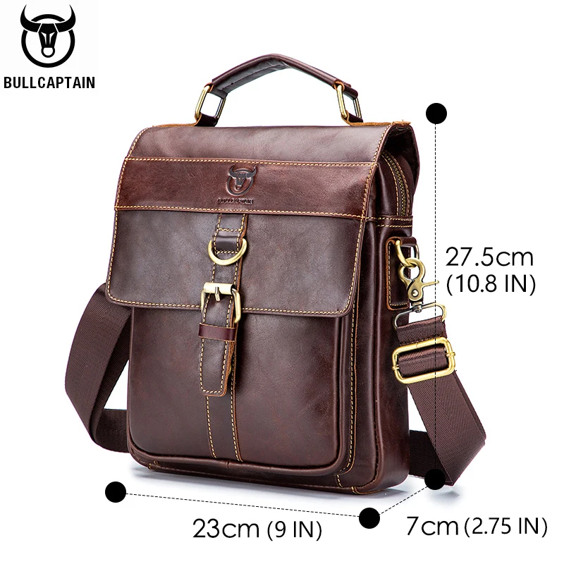 BULLCAPTAIN Men's Baotou Layer Cowhide Chest Nag New Leather Men's Shoulder Messenger multifunctional Shoulder Bag