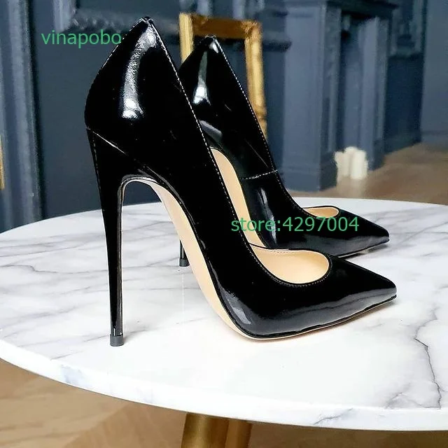 2022 Fashion Women Patent Leather High Heels Lady Pointe Toe Gold Silver Heels Pumps Female Wedding Bridal Shoes Plus Size 43 images - 6