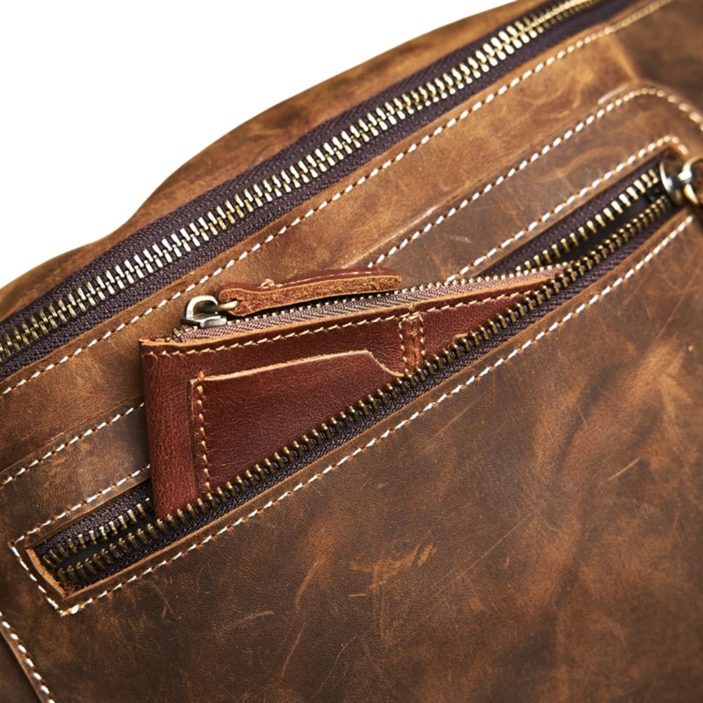 Классическая кожаная мужская сумка-слинг Crazy Horse Модный Забавный поясной кошелек