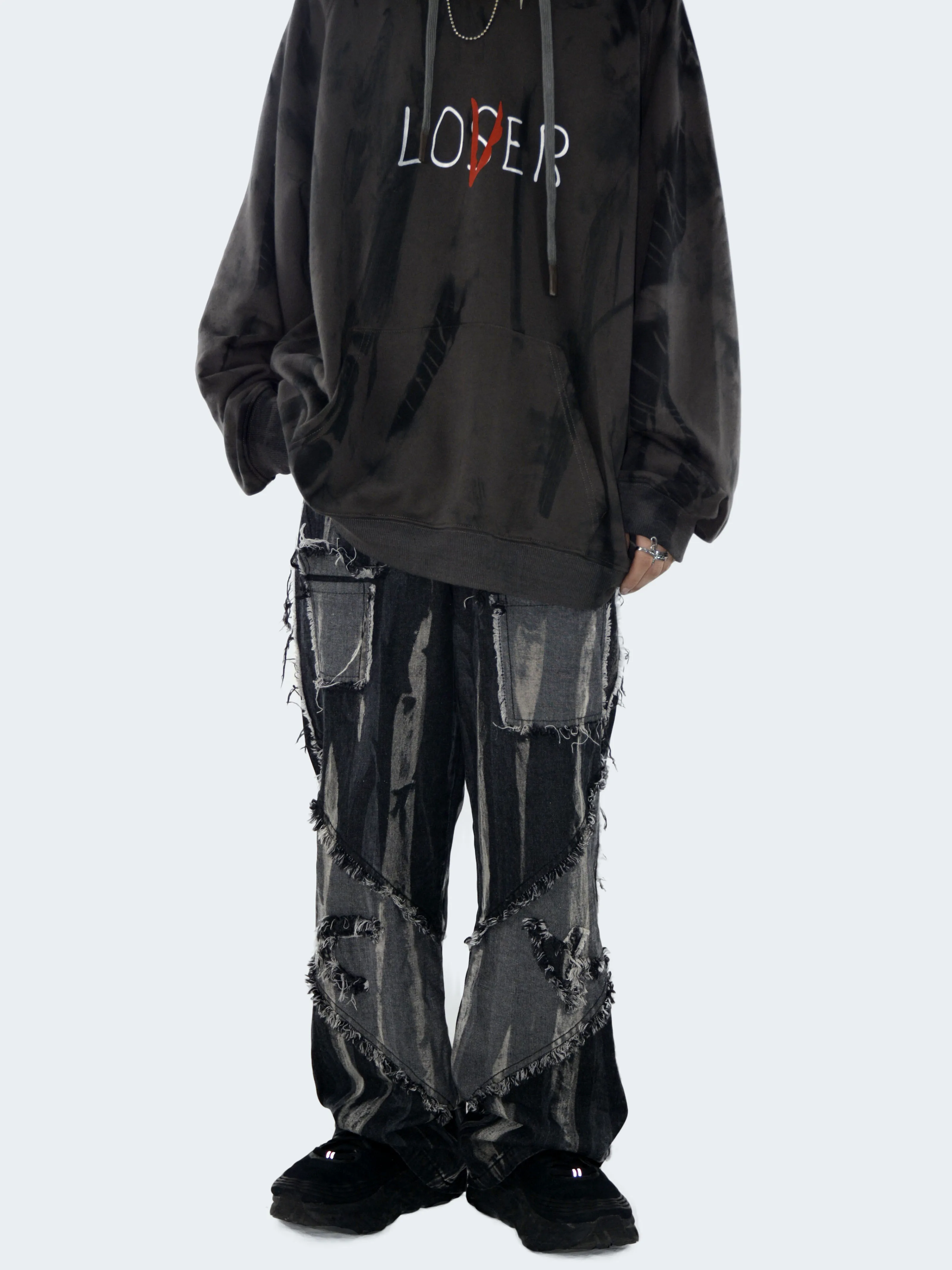 Y2K Emo Vintage Men Black Streetwear Ripped Baggy Straight Gothic Pants Hip Hop Grunge Jeans for Men Denim Trousers Alt Clothes