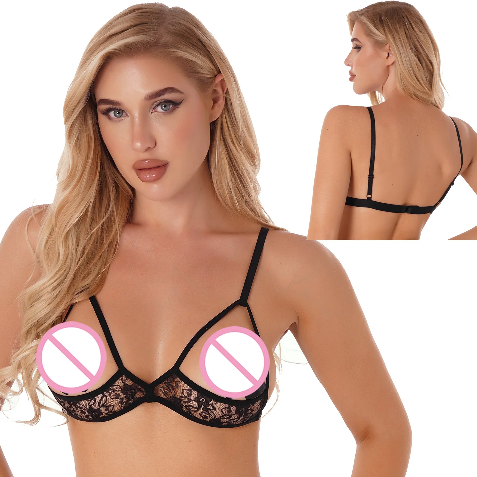 Женский прозрачный бюстгальтер без косточек с открытой чашкой топы кружевное